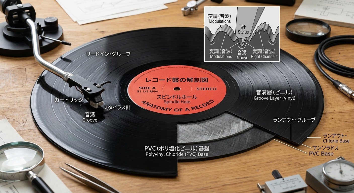 レコード盤の査定で確認する部分のイメージ